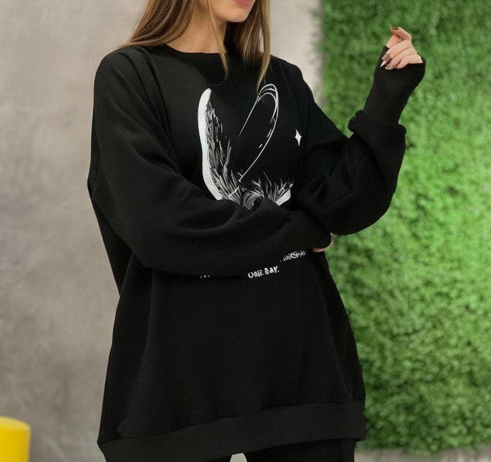 بلوز فینگردار ماه | بلوز زنانه اسپرت مشکی