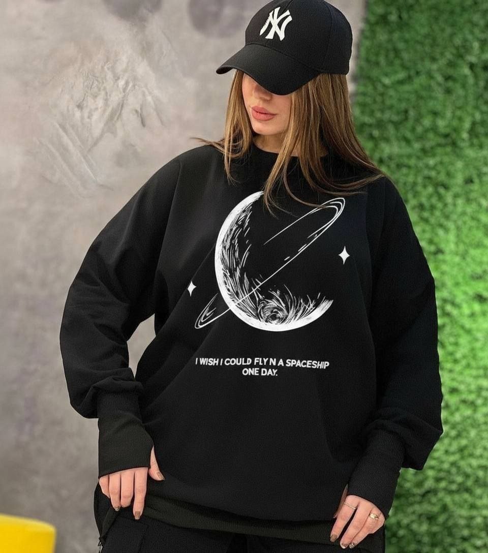 بلوز فینگردار ماه | بلوز زنانه اسپرت مشکی